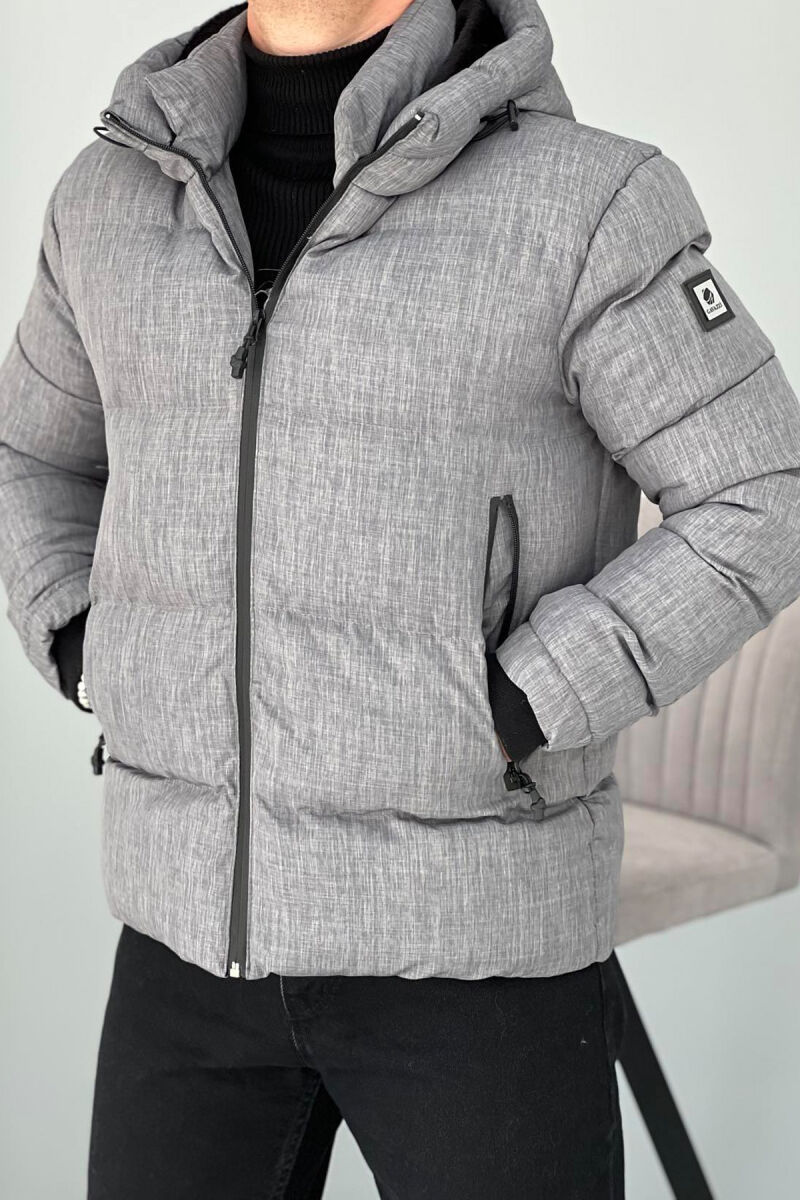 ZIPPERED MEN PUFFER JACKET LIGHT GREY/GZ - 5