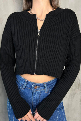 ZIPPER SIMPLE WOMAN SWEATER BLACK/ E ZEZE 