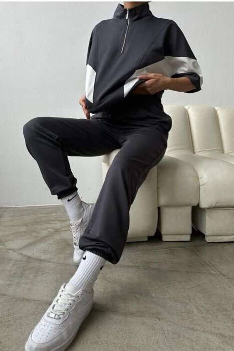 ZIPPER T-SHIRT+JOGGERS WOMEN SET GREY/GRI - 3