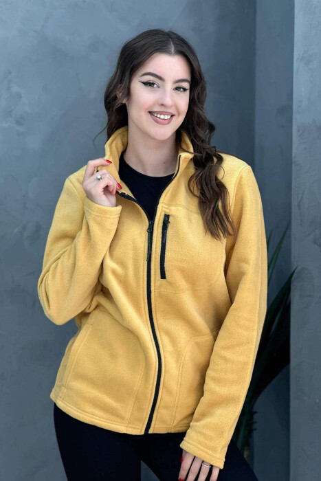 ZIPPER TURTLE NECK WOMAN SWEATSHIRT YELLOW/E VERDHE 