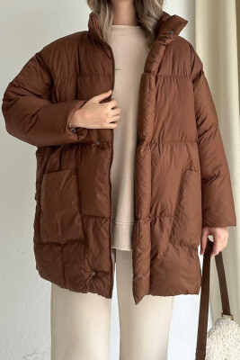 ZIPPER TWO POCKETS WOMAN PUFFER BROWN/KAFE 