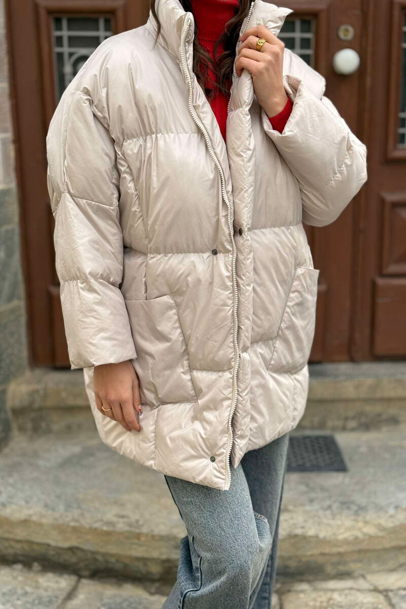 ZIPPER TWO POCKETS WOMAN PUFFER CREAM/KREM - 4