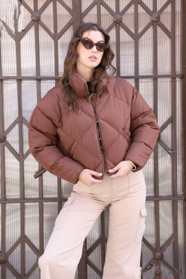 ZIPPER TWO POCKETS WOMAN PUFFER DARK BROWN/KAE 