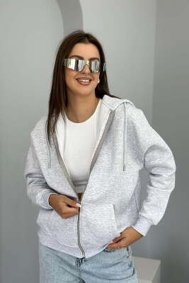 ZIPPER WOMEN SWEATSHIRT LIGHT GREY/GZ 