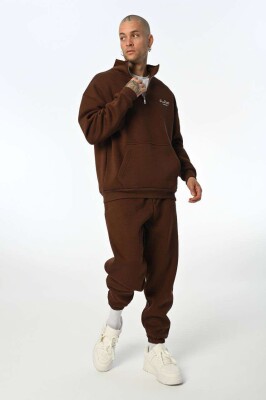 ZIPPERED MEN FLUFFY SET BROWN/KAFE 