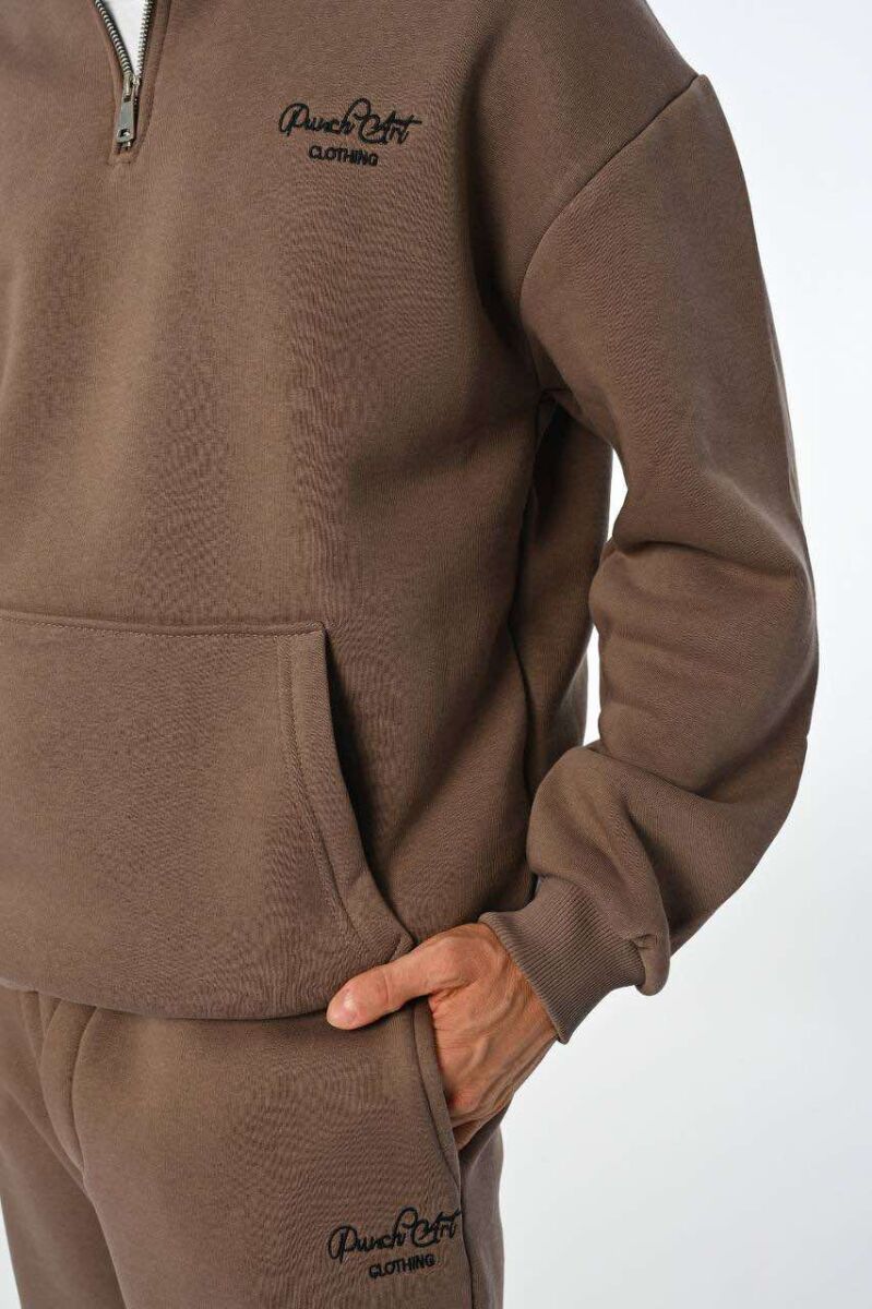 ZIPPERED MEN FLUFFY SET LIGHT BROWN/KAZB - 2