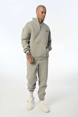 ZIPPERED MEN FLUFFY SET LIGHT GREY/GZ 