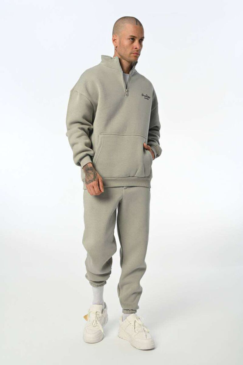 ZIPPERED MEN FLUFFY SET LIGHT GREY/GZ - 1