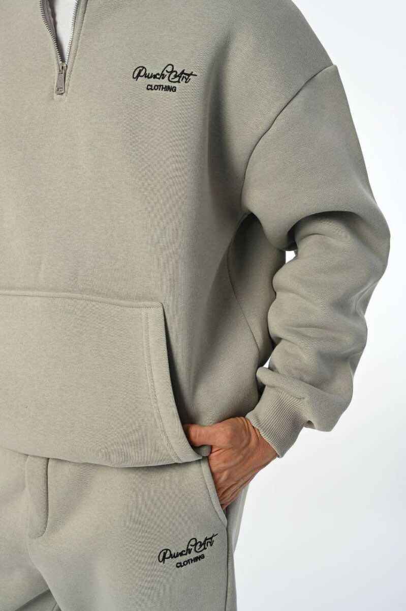 ZIPPERED MEN FLUFFY SET LIGHT GREY/GZ - 2