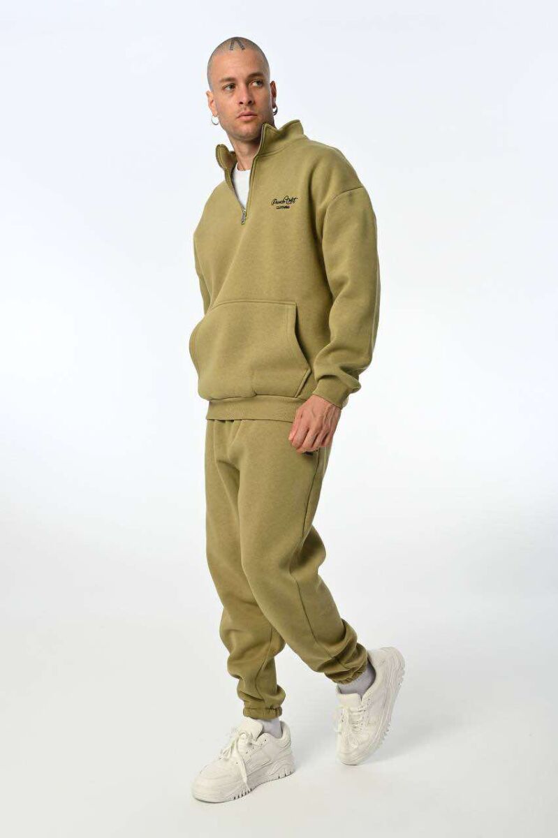 ZIPPERED MEN FLUFFY SET OLIVE/ULLI - 1