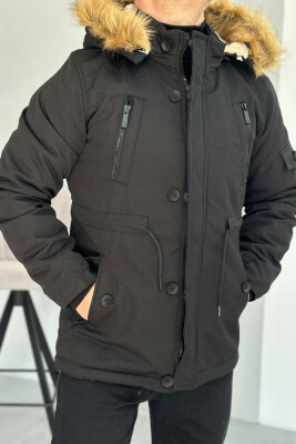 BUTTONED MEN PUFFER JACKET BLACK/ E ZEZE 