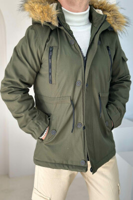 BUTTONED MEN PUFFER JACKET GREEN/JESHILE 