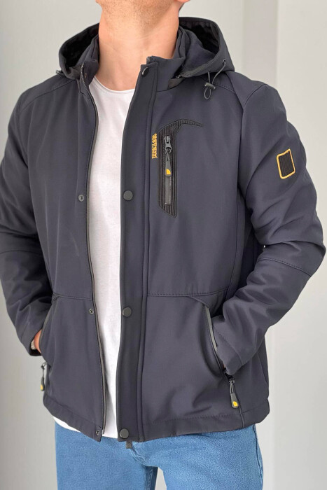 ZIPPERED MEN PUFFER JACKET IN DARK BLUE COLOR 