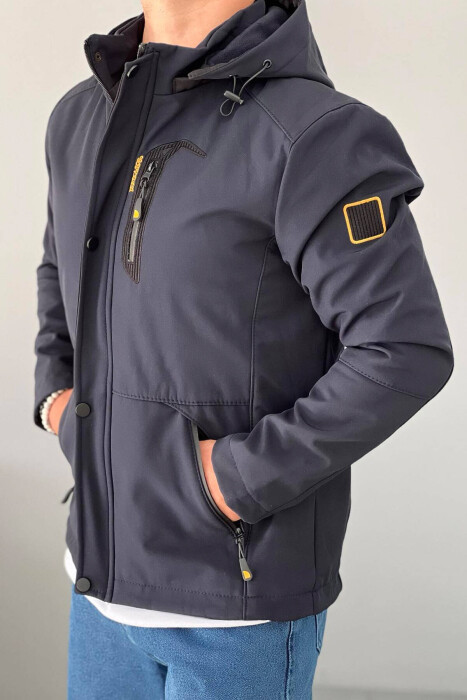 ZIPPERED MEN PUFFER JACKET IN DARK BLUE COLOR - 4