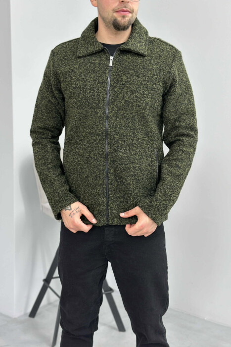 ZIPPERED POCKETS SIMPLE MEN JACKET GREEN/JESHILE - 1