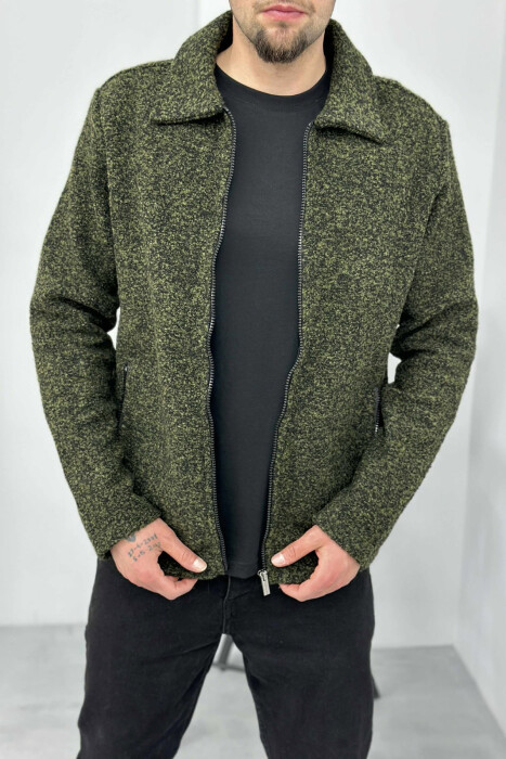 ZIPPERED POCKETS SIMPLE MEN JACKET GREEN/JESHILE - 3