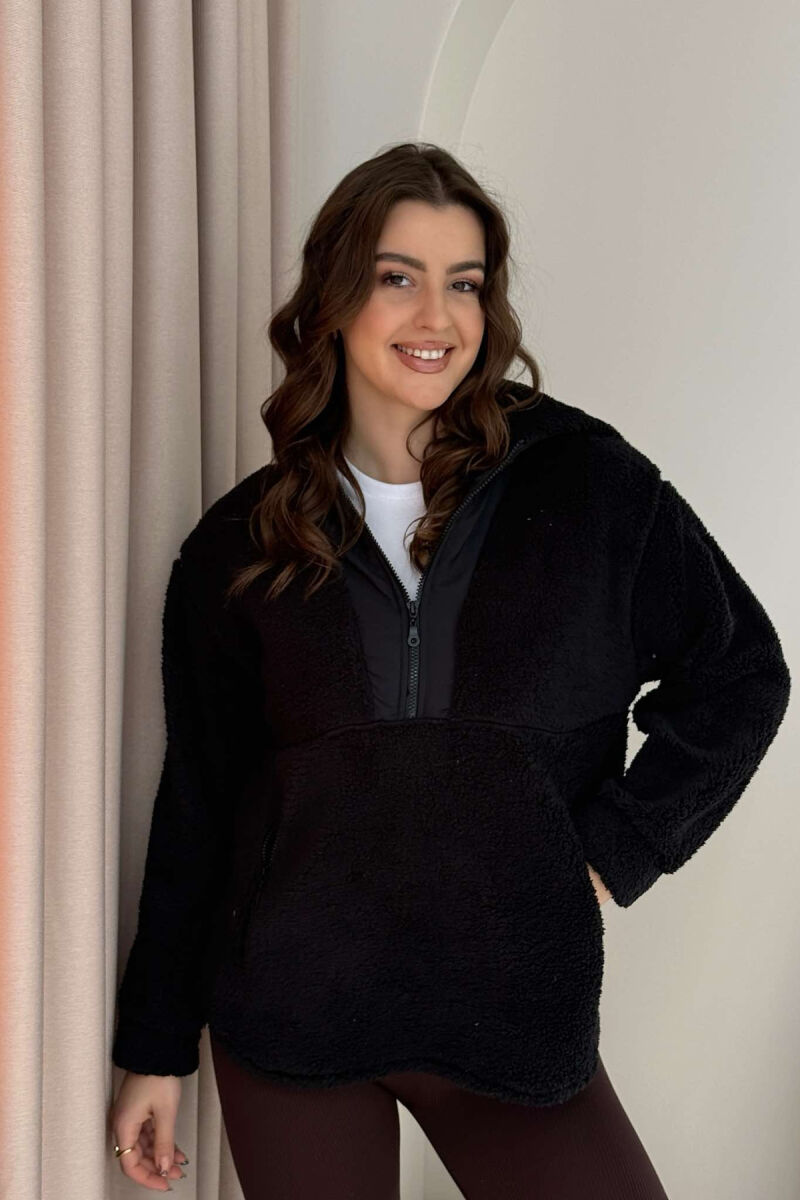 ZIPPERED POLAR WOMEN HOODIE BLACK/ E ZEZE - 1