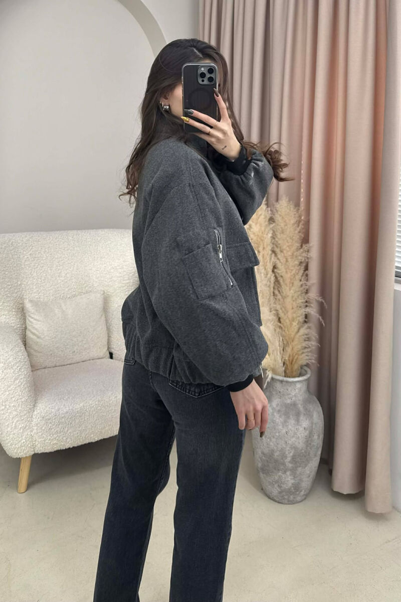 ZIPPERED WOMAN JACKET DARK GREY/GEE - 3