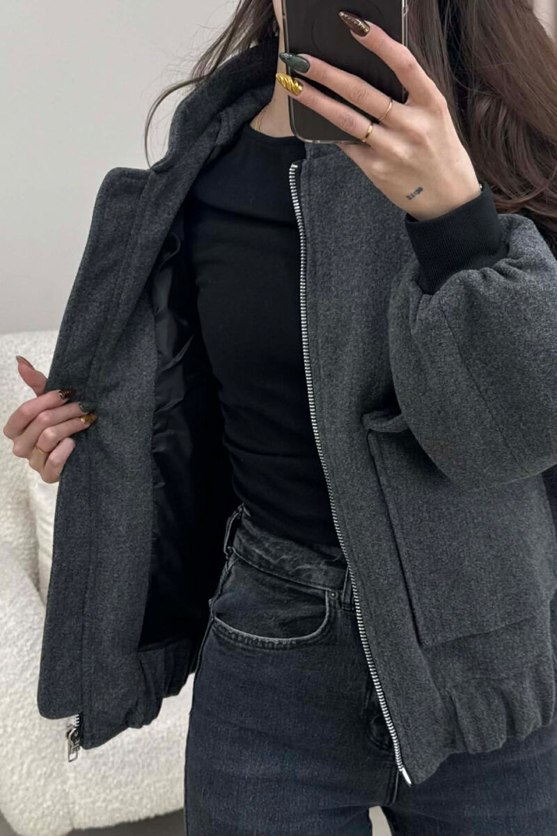 ZIPPERED WOMAN JACKET DARK GREY/GEE - 4