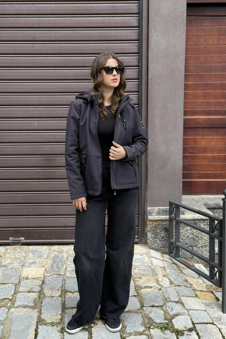 ZIPPERED WOMEN PUFFER JACKET DARK GREY/GEE - KLAUDIO FASHION