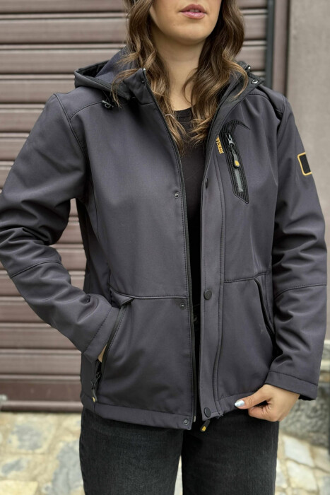 ZIPPERED WOMEN PUFFER JACKET DARK GREY/GEE - 3