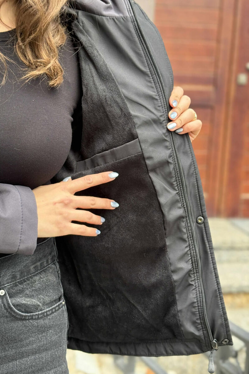 ZIPPERED WOMEN PUFFER JACKET DARK GREY/GEE - 4