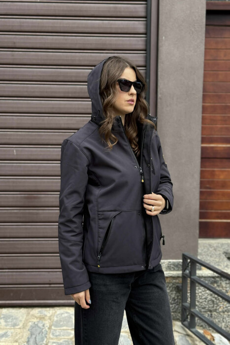 ZIPPERED WOMEN PUFFER JACKET DARK GREY/GEE - 5
