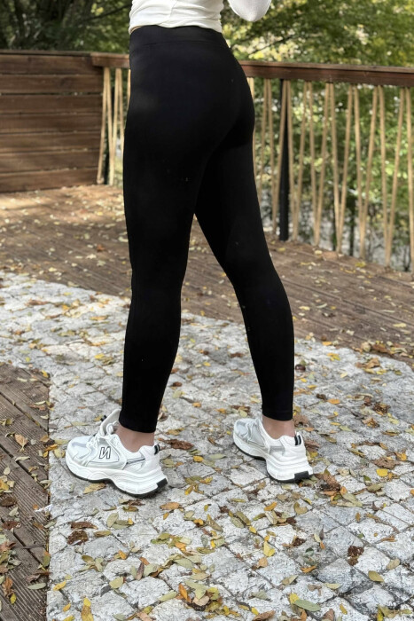 ZIPPERS DETAIL ONE COLOR WOMEN LEGGINGS BLACK/ E ZEZE - 3